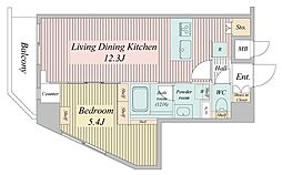 京成押上線 京成曳舟駅 徒歩3分の賃貸マンション 6階1LDKの間取り