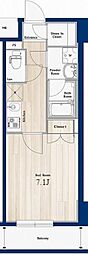 N-stage亀戸 1Kの間取図画像