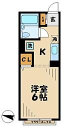 メゾンドポスト 1Kの間取図画像