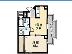 OkurayamaHills 1DKの間取図画像