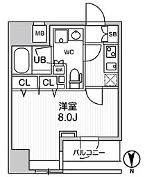 ジェノヴィア浅草橋2スカイガーデン 1Kの間取図画像