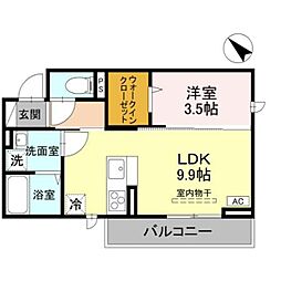 CLASSEUM 幸西　IV 2階1LDKの間取り