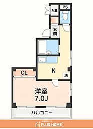 ヤマイチプラザダイシン 1Kの間取図画像