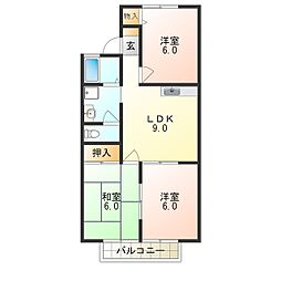 ディアコート　B棟 2階3LDKの間取り