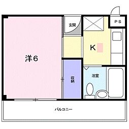 楠古谷マンション 3階1Kの間取り