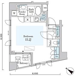 オーキッドレジデンス六本木 ワンルームの間取図画像