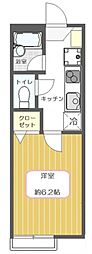 セイコーハウスA 2階1Kの間取り