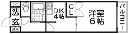FROMホキタ一番館 1Kの間取図画像