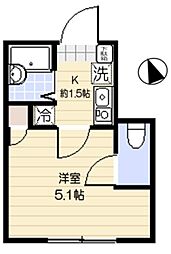 スーペリアージュ東大井 1Kの間取図画像