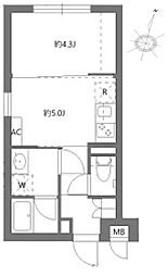 新宿区新小川町マンション 1DKの間取図画像