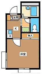 メゾンロンノル 1階1Kの間取り