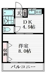 細井マンション 1DKの間取図画像