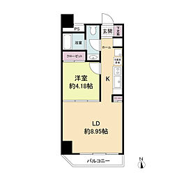 Osaka Metro谷町線 谷町六丁目駅 徒歩4分の賃貸マンション 9階1LDKの間取り