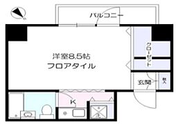 浅草スカイレジテル ワンルームの間取図画像