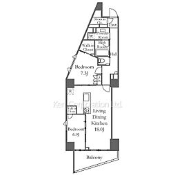 Ｌｅ　ＵｎＤｅｕｘ南青山 9階2LDKの間取り