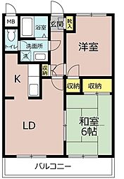ロイヤルパレス(幕張本郷) 4階2LDKの間取り