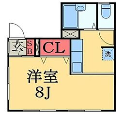 シャンテ千葉中央 3階1Kの間取り
