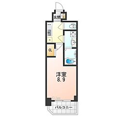 阪急京都本線 上新庄駅 徒歩3分の賃貸マンション 12階1Kの間取り