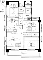 ボヌール森の台 3LDKの間取図画像
