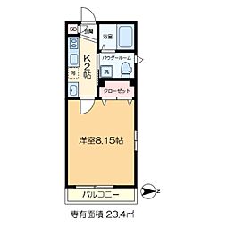 パインヒル18 3階1Kの間取り