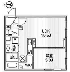 ウェルスクエアイズム蒲田SOUTH 3階1LDKの間取り