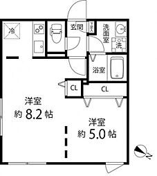 Brancheメグロ ワンルームの間取図画像