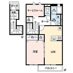 クレール　相生 2階1SLDKの間取り