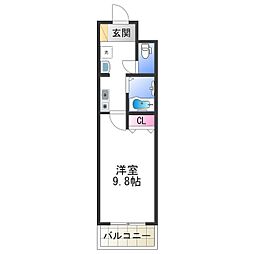 プロシード長居公園通 3階1Kの間取り