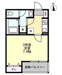 ベイルームリサータ相模原 1Kの間取図画像