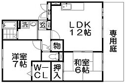 ベルデカサ枚方公園1番館 2LDKの間取図画像
