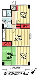 東京メトロ東西線 浦安駅 徒歩12分の賃貸マンション 2階3LDKの間取り