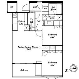 ザ・パークハウス広尾羽澤　佳苑邸 4階2LDKの間取り