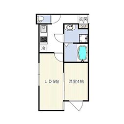 INOVE二子新地 2階1LDKの間取り