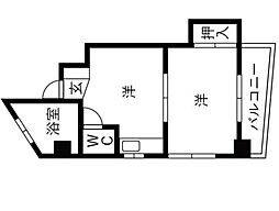 こうづかハイツ 4階1Kの間取り