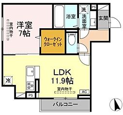トルマリーナ相武台 3階1LDKの間取り