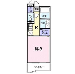 ソレイユ 1階1Kの間取り