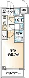 コンシェリア東京THERESIDENCE 1Kの間取図画像