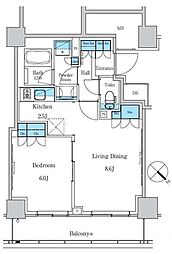 パークアクシス滝野川ラ ブリーズ 2階1LDKの間取り