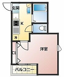KS BASE 新船橋 2階1Kの間取り