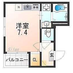 グレイスヒルR＆K 3階ワンルームの間取り