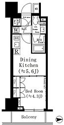 ルフォンプログレ文京湯島 2階1DKの間取り