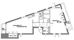 Kフラット 3階1LDKの間取り