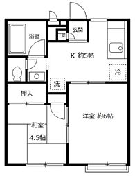 サニーヒル・ヒバリI 2階2Kの間取り