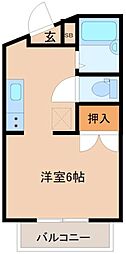 栄ミリオンコーポ第2 2階ワンルームの間取り