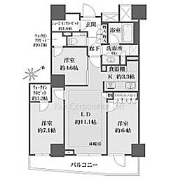 ザ・パークハウス三田ガーデンレジデンス&タワータワー棟 3LDKの間取図画像