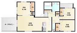 モンセラテ原木中山 3LDKの間取図画像