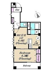 ハレアカラ東池袋 5階1LDKの間取り