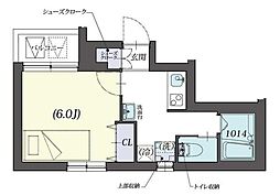 東京メトロ丸ノ内線 中野新橋駅 徒歩1分の賃貸マンション 4階1Kの間取り