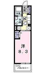 フライハイト 1階1Kの間取り