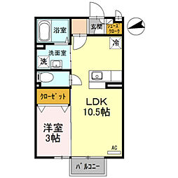レセンテ 1LDKの間取図画像